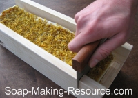 cutting calendula soap cutting calendula soap