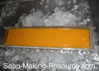 Surrounding the Acrylic Mold with Ice to Keep the Batch Cool Surrounding the Acrylic Mold with Ice to Keep the Batch Cool