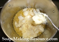 Measuring the Mango Butter Lotion Bar Recipe Ingredients
