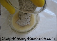 Mixing Bentonite Clay into Small Portion of Soap Mixing Bentonite Clay into Small Portion of Soap