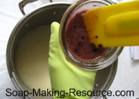 Mixing Madder Root into Small Portion of Soap Mixing Madder Root into Small Portion of Soap