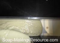 Pouring Goat's Milk Soap into Mold Pouring Goat's Milk Soap into Mold