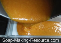Pouring Honey Soap Recipe into Acrylic Mold Pouring Honey Soap Recipe into Acrylic Mold