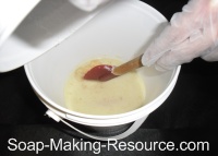 Pouring Lye into Lavender Soap Recipe