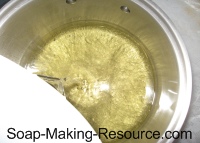 Pouring Lye into Oils Pouring Lye into Oils