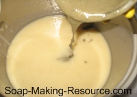 Pouring Small Bentonite Clay Soap Portion Into Rest of Batch