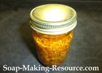 Leaving Calendula Petals in the Jojoba Oil Ointment Batch