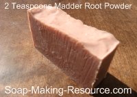Soap Colored with 2 Teaspoon Madder Root Powder