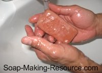 washing hands with madder root soap