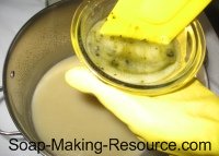 Mixing Comfrey Powder into Small Portion of Soap