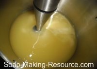 Mixing Handmade Soap Recipe with Stick Blender
