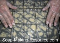 Placing Bar Dividers into Soap