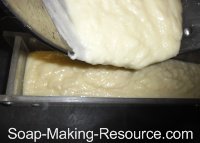 Pouring Castile Soap Recipe into Mold