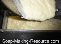 Pouring Castile Soap Recipe into Mold Pouring Castile Soap Recipe into Mold