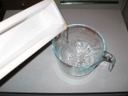 Measuring water for melt and pour soap making